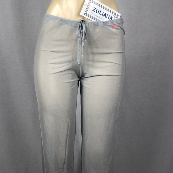 Zuliana Size S/M Grey Mesh Cover Up Pants. Made In USA. New With Tags. - Picture 2 of 3
